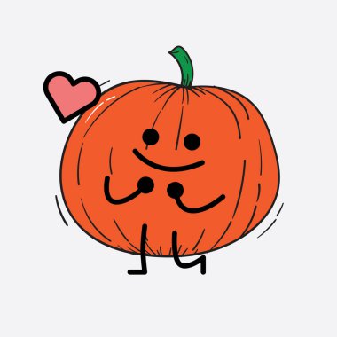 İzole edilmiş arkaplanda sevimli yüzü ve basit vücut çizgisi olan Kabak Karakterinin Vektör İllüstrasyonu