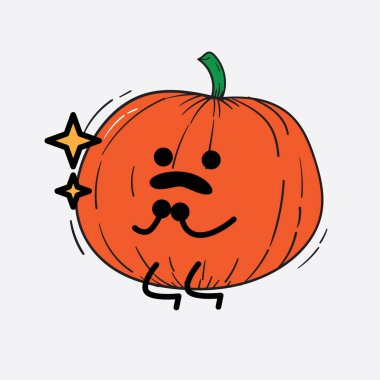 İzole edilmiş arkaplanda sevimli yüzü ve basit vücut çizgisi olan Kabak Karakterinin Vektör İllüstrasyonu