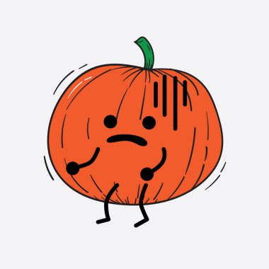 İzole edilmiş arkaplanda sevimli yüzü ve basit vücut çizgisi olan Kabak Karakterinin Vektör İllüstrasyonu