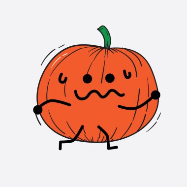 İzole edilmiş arkaplanda sevimli yüzü ve basit vücut çizgisi olan Kabak Karakterinin Vektör İllüstrasyonu