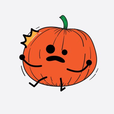 İzole edilmiş arkaplanda sevimli yüzü ve basit vücut çizgisi olan Kabak Karakterinin Vektör İllüstrasyonu