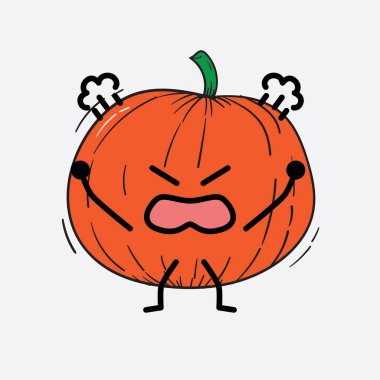 İzole edilmiş arkaplanda sevimli yüzü ve basit vücut çizgisi olan Kabak Karakterinin Vektör İllüstrasyonu