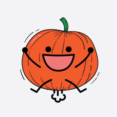 İzole edilmiş arkaplanda sevimli yüzü ve basit vücut çizgisi olan Kabak Karakterinin Vektör İllüstrasyonu