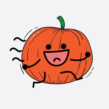 İzole edilmiş arkaplanda sevimli yüzü ve basit vücut çizgisi olan Kabak Karakterinin Vektör İllüstrasyonu