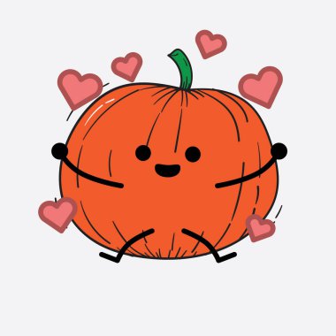 İzole edilmiş arkaplanda sevimli yüzü ve basit vücut çizgisi olan Kabak Karakterinin Vektör İllüstrasyonu