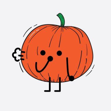 İzole edilmiş arkaplanda sevimli yüzü ve basit vücut çizgisi olan Kabak Karakterinin Vektör İllüstrasyonu