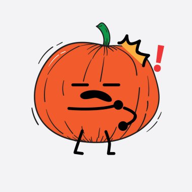 İzole edilmiş arkaplanda sevimli yüzü ve basit vücut çizgisi olan Kabak Karakterinin Vektör İllüstrasyonu