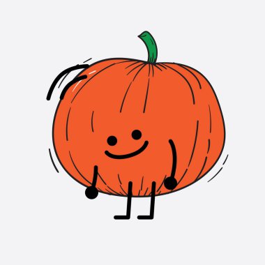 İzole edilmiş arkaplanda sevimli yüzü ve basit vücut çizgisi olan Kabak Karakterinin Vektör İllüstrasyonu