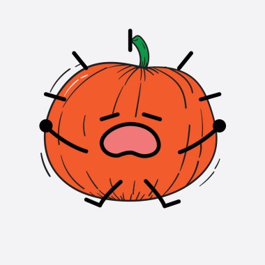 İzole edilmiş arkaplanda sevimli yüzü ve basit vücut çizgisi olan Kabak Karakterinin Vektör İllüstrasyonu