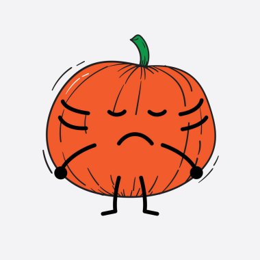 İzole edilmiş arkaplanda sevimli yüzü ve basit vücut çizgisi olan Kabak Karakterinin Vektör İllüstrasyonu