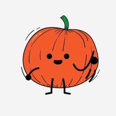 İzole edilmiş arkaplanda sevimli yüzü ve basit vücut çizgisi olan Kabak Karakterinin Vektör İllüstrasyonu