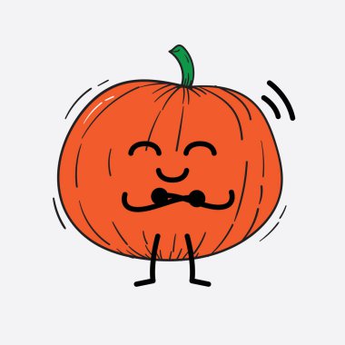 İzole edilmiş arkaplanda sevimli yüzü ve basit vücut çizgisi olan Kabak Karakterinin Vektör İllüstrasyonu