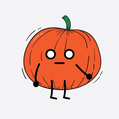 İzole edilmiş arkaplanda sevimli yüzü ve basit vücut çizgisi olan Kabak Karakterinin Vektör İllüstrasyonu