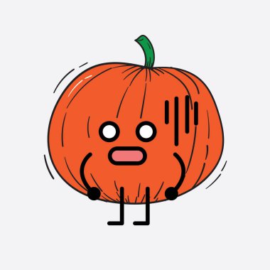 İzole edilmiş arkaplanda sevimli yüzü ve basit vücut çizgisi olan Kabak Karakterinin Vektör İllüstrasyonu