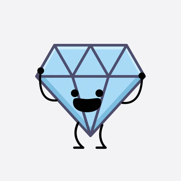 Ilustración Vectorial Mascota Del Carácter Del Diamante Sobre Fondo Aislado — Vector de stock