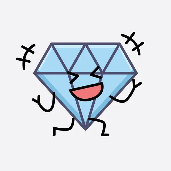 Ilustración Vectorial Mascota Del Carácter Del Diamante Sobre Fondo Aislado — Vector de stock