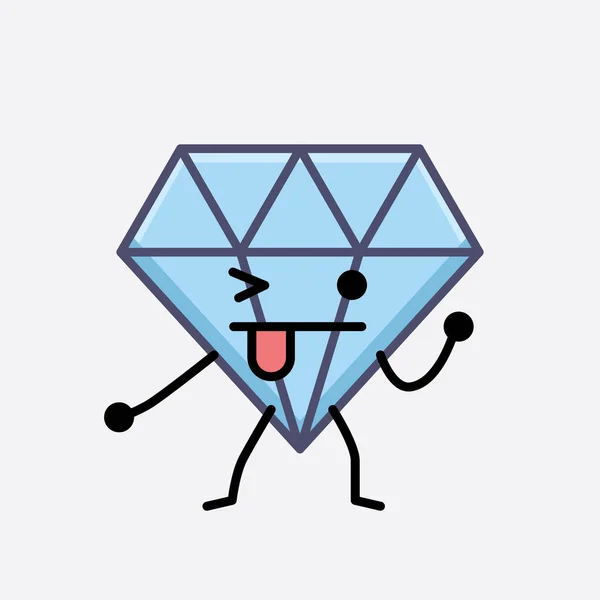 Vector Illustration Diamond Character Mascot Isolated Background — Stock Vector