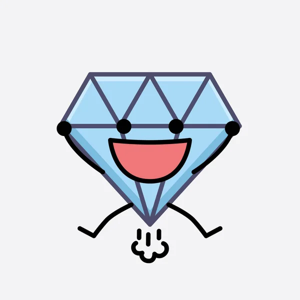 Ilustración Vectorial Mascota Del Carácter Del Diamante Sobre Fondo Aislado — Archivo Imágenes Vectoriales