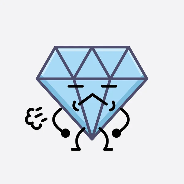 Ilustración Vectorial Mascota Del Carácter Del Diamante Sobre Fondo Aislado — Archivo Imágenes Vectoriales
