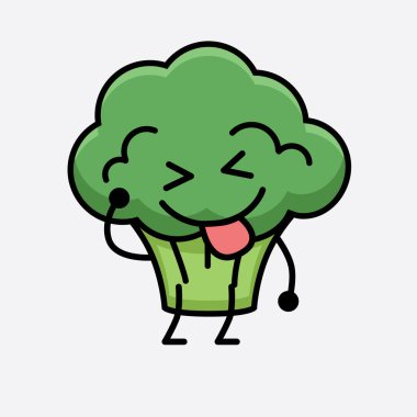 İzole edilmiş arkaplanda Brokoli Karakteri Maskotunun Vektör İllüstrasyonu