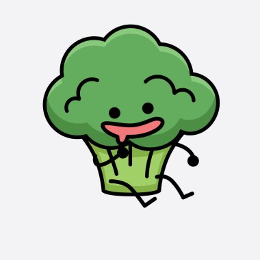 İzole edilmiş arkaplanda Brokoli Karakteri Maskotunun Vektör İllüstrasyonu