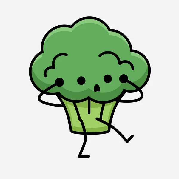 Zole Edilmiş Arkaplanda Brokoli Karakteri Maskotunun Vektör Llüstrasyonu — Stok Vektör