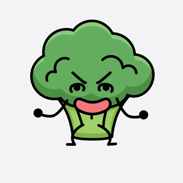 Vector Illustration Dari Broccoli Character Mascot Pada Latar Belakang Terisolasi - Stok Vektor