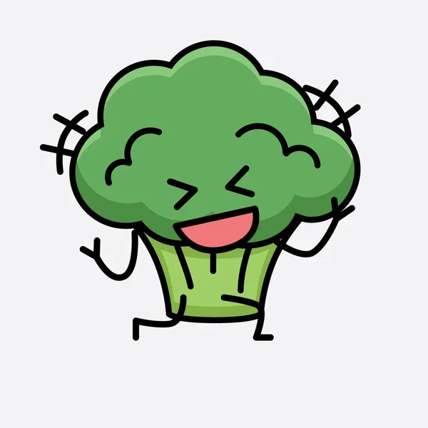 Zole Edilmiş Arkaplanda Brokoli Karakteri Maskotunun Vektör Llüstrasyonu — Stok Vektör