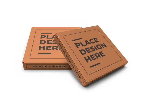 Pizza Box Förpackning Illustration Mockup Scen Isolerad Bakgrund — Stockfoto
