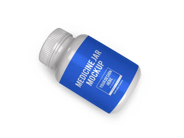 Medicin Flaska Jar Illustration Mockup Scen Isolerad Bakgrund — Stockfoto