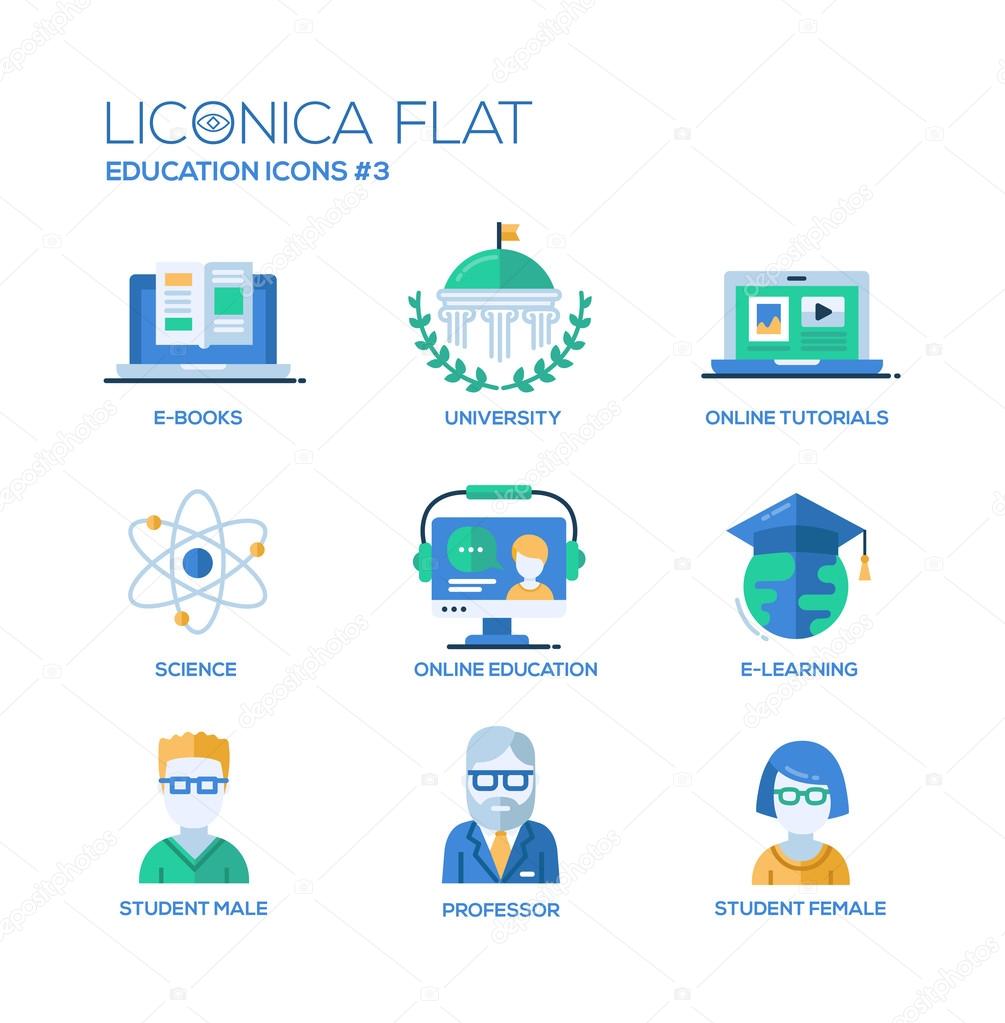 Modern school and education thin line design icons, pictograms