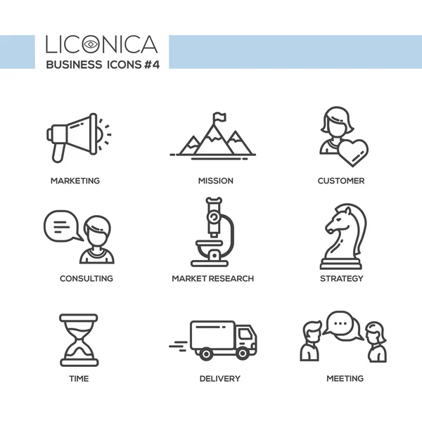 Oficina, negocio moderno diseño de línea delgada iconos y pictogramas — Vector de stock