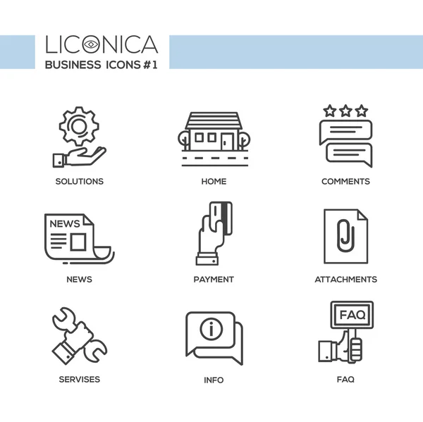 Conjunto de escritório moderno design plano pictogramas de linha simples — Vetor de Stock