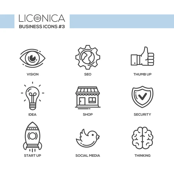 Iconos modernos de diseño plano de oficina y línea de negocio, conjunto de pictogramas — Vector de stock