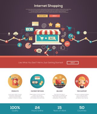 Webtasarım öğeleri ile online alışveriş web sitesi başlık afiş