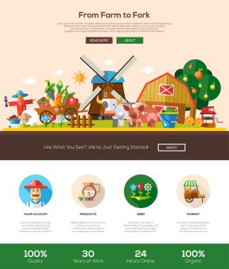 Webtasarım öğeleri ile Farmery web sitesi başlık afiş