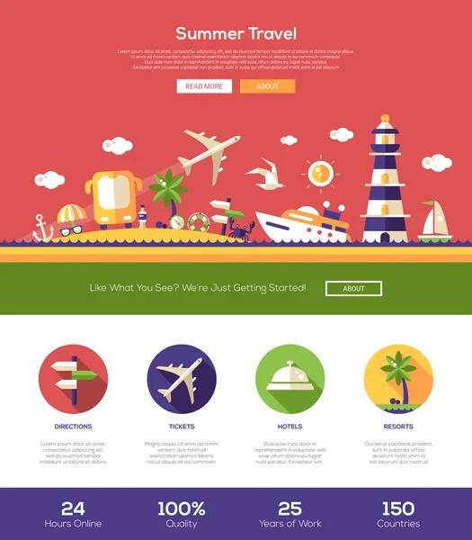 Sommarresor webbplats header banner med webdesign Elements — Stock vektor