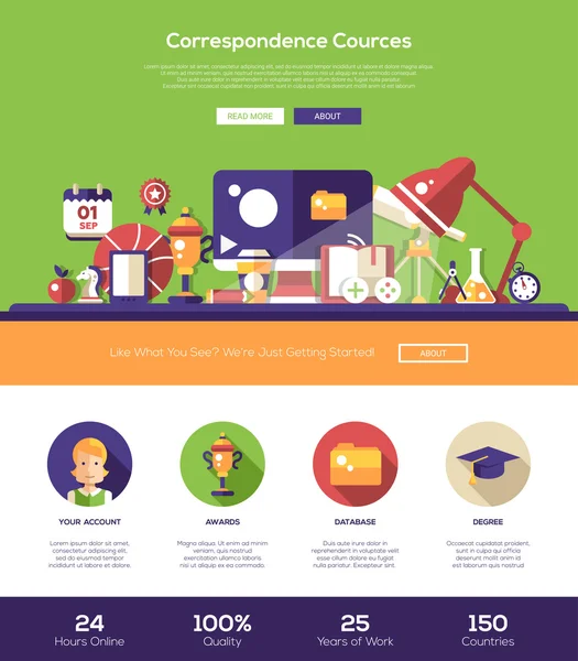 E-learning website header banner met webdesign Elements — Stockvector