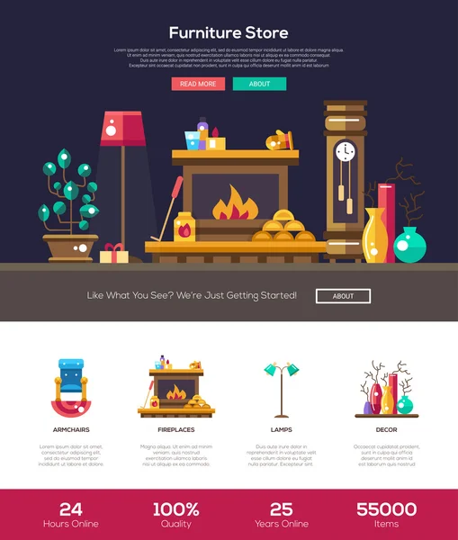 Haus Interieur Laden Website Header Banner mit Webdesign-Elemente — Stockvektor