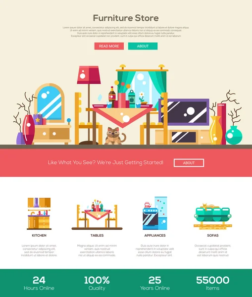 House Interior Store webbplats header banner med webdesign Elements — Stock vektor