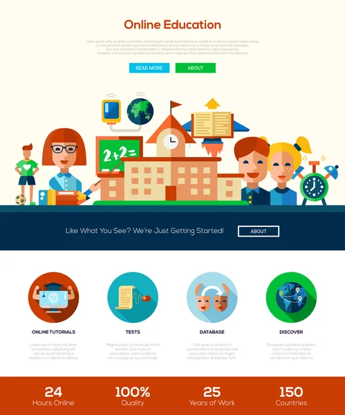 Scool, banner de encabezado del sitio web de educación con elementos de diseño web — Vector de stock