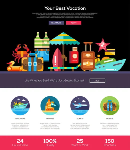 Camping, wandelen website header banner met webdesign Elements — Stockvector