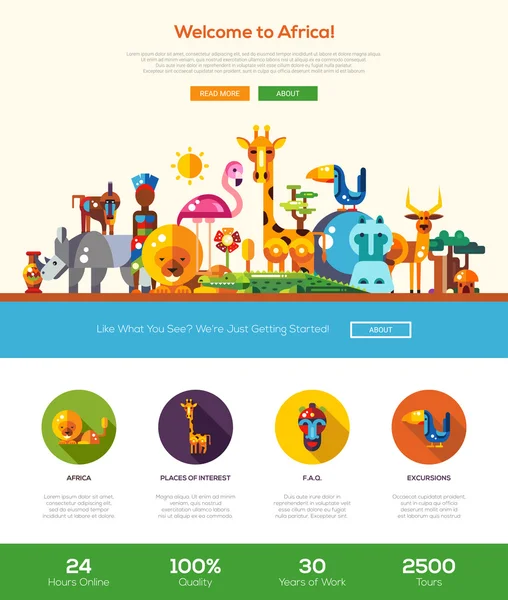 ウェブデザイン要素を含むアフリカのウェブサイトヘッダーバナーへの移動 — ストックベクタ