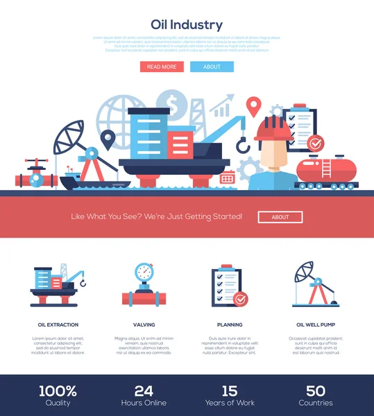 Bannière d'en-tête de site Web de l'industrie pétrolière et gazière avec des éléments de conception Web — Image vectorielle