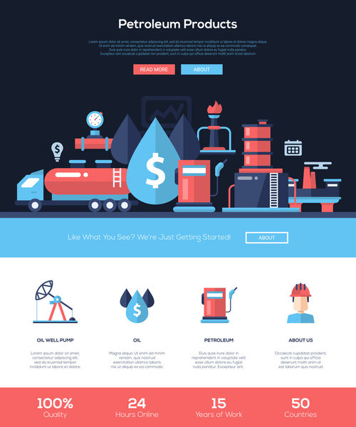 Баннер заголовка нефтепродуктов с элементами веб-дизайна

