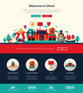 Webtasarım öğeleri ile Seyahat Çin web sitesi başlık afiş