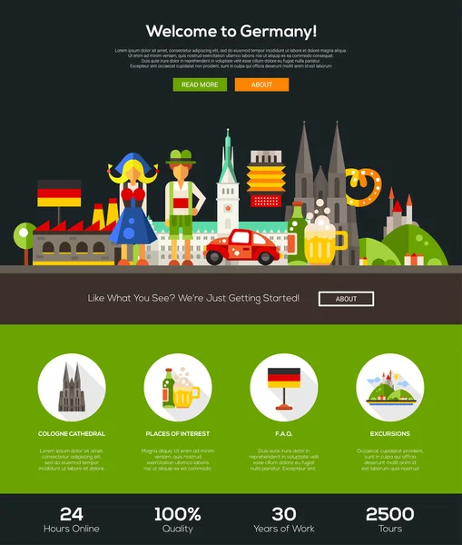 Viaggiare in Germania banner di intestazione del sito web con elementi di webdesign — Vettoriale Stock