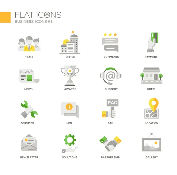 Uppsättning av moderna business office platt design ikoner och symboler — Stock vektor
