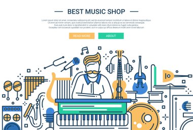 En iyi müzik dükkanı - Web sitesi başlık afiş şablon