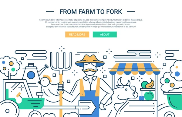 从农场到餐桌-线设计网站横幅 — 图库矢量图片